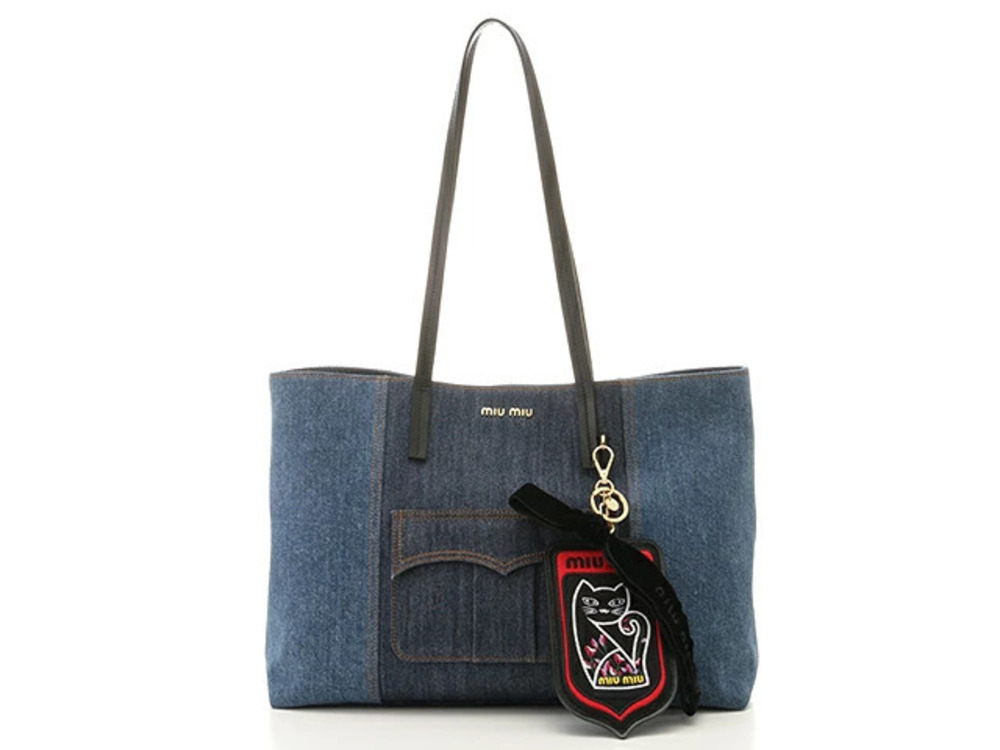 Miu Miu Tote Bag Denim Pop Blue